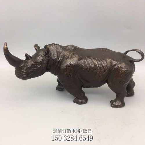 铜犀牛雕塑抽象 园林牛类雕塑摆件订做 园林铸铜雕塑摆件订做